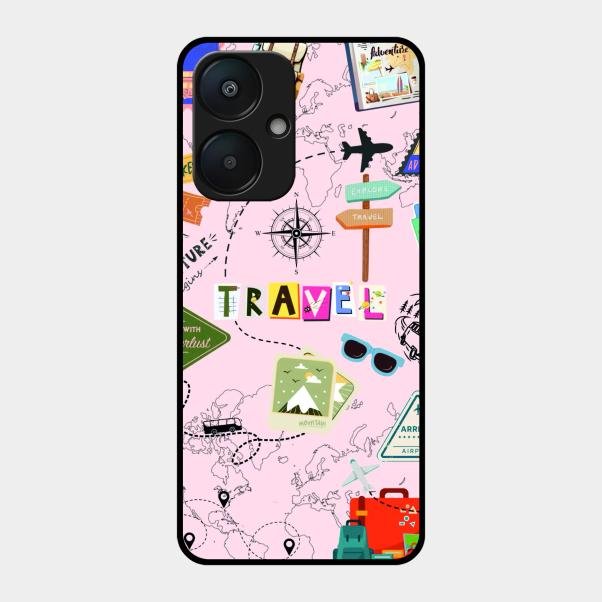 Travelogue Treasures Glass Case Cover For Redmi 13C 5G