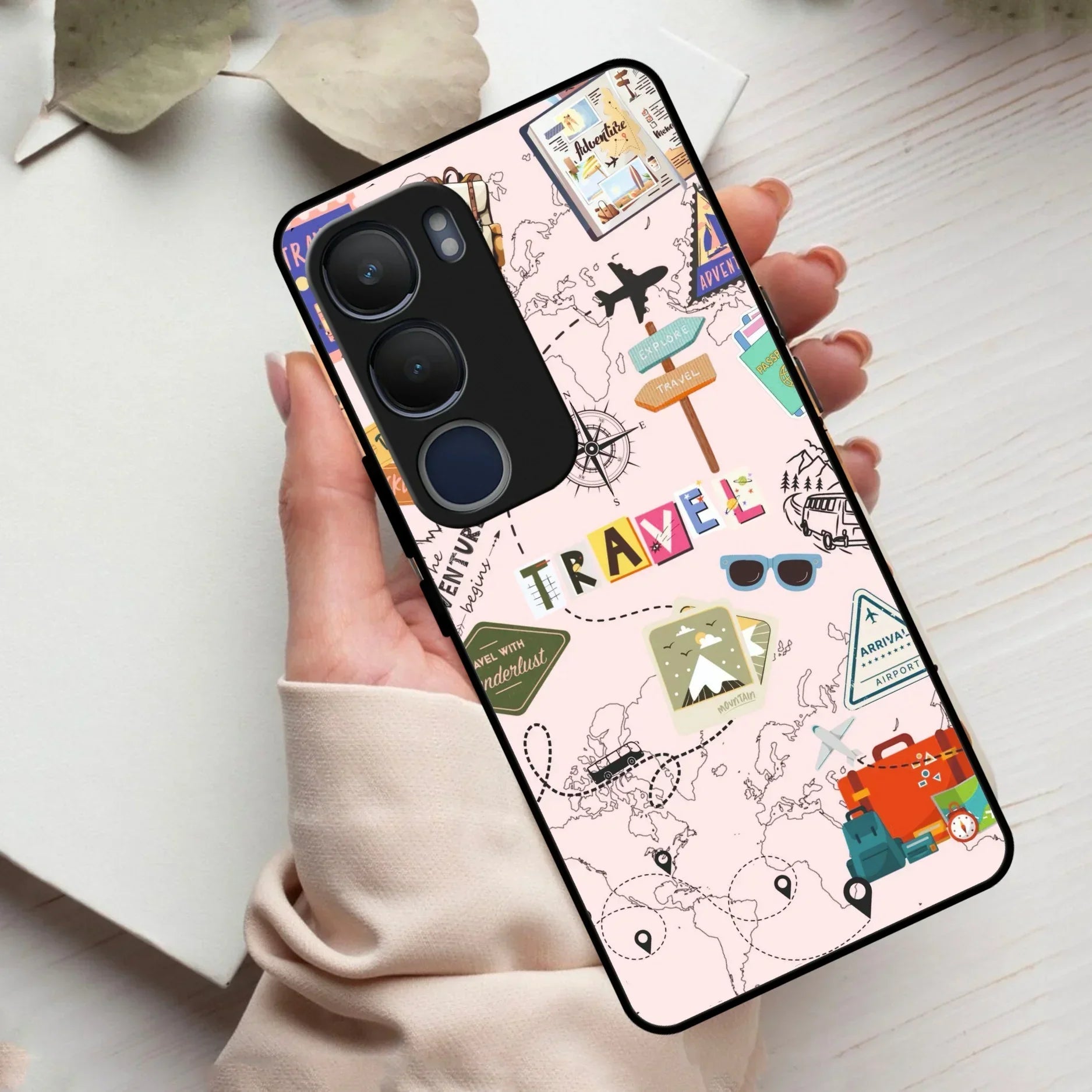 Travelogue Treasures Glass Case Cover For Vivo - ShopOnCliQ