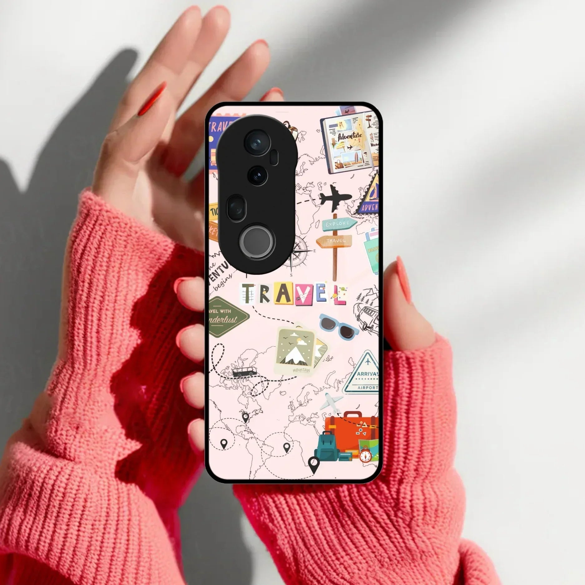 Travelogue Treasures Glass Case Cover For Vivo - ShopOnCliQ