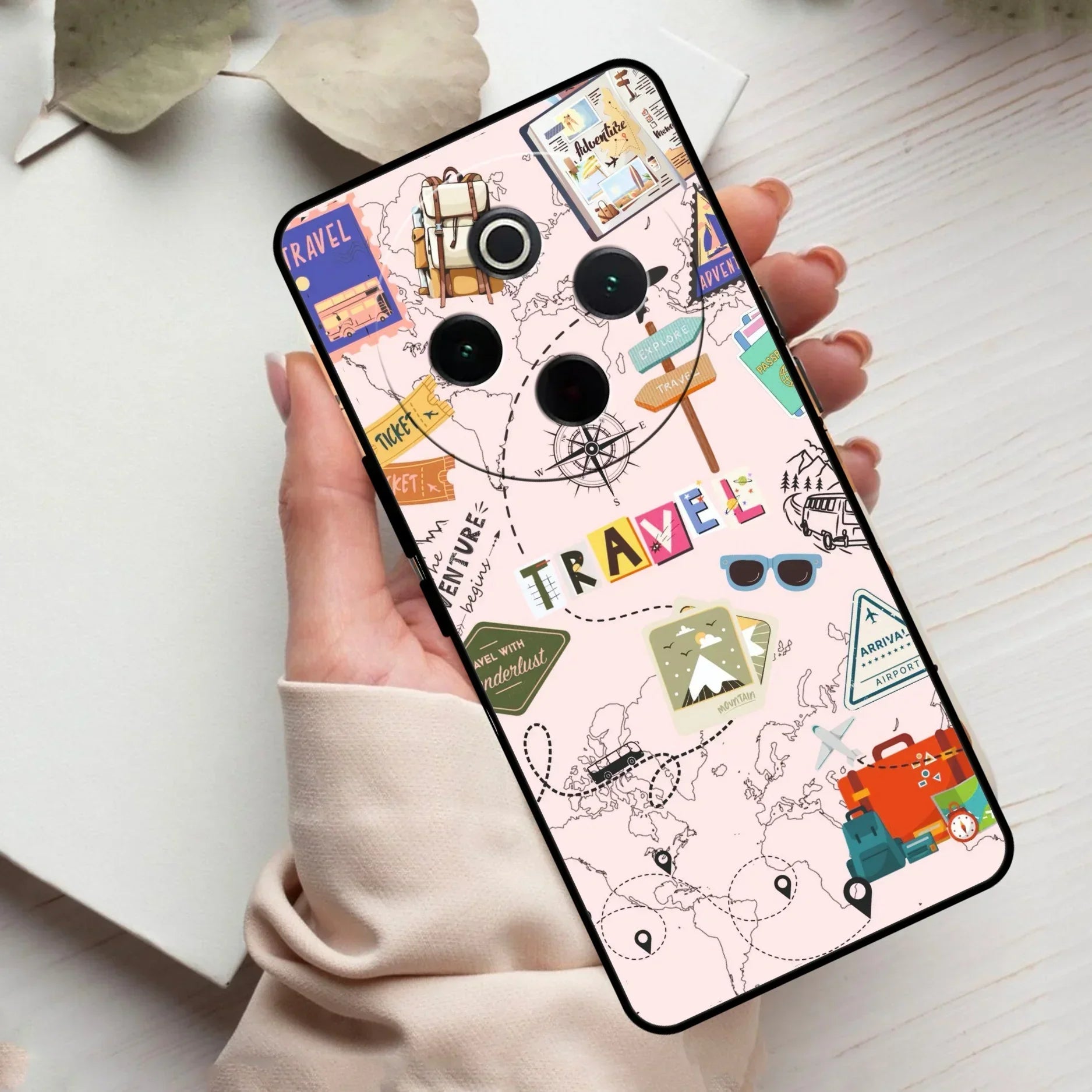 Travelogue Treasures Glass Case Cover For Vivo - ShopOnCliQ
