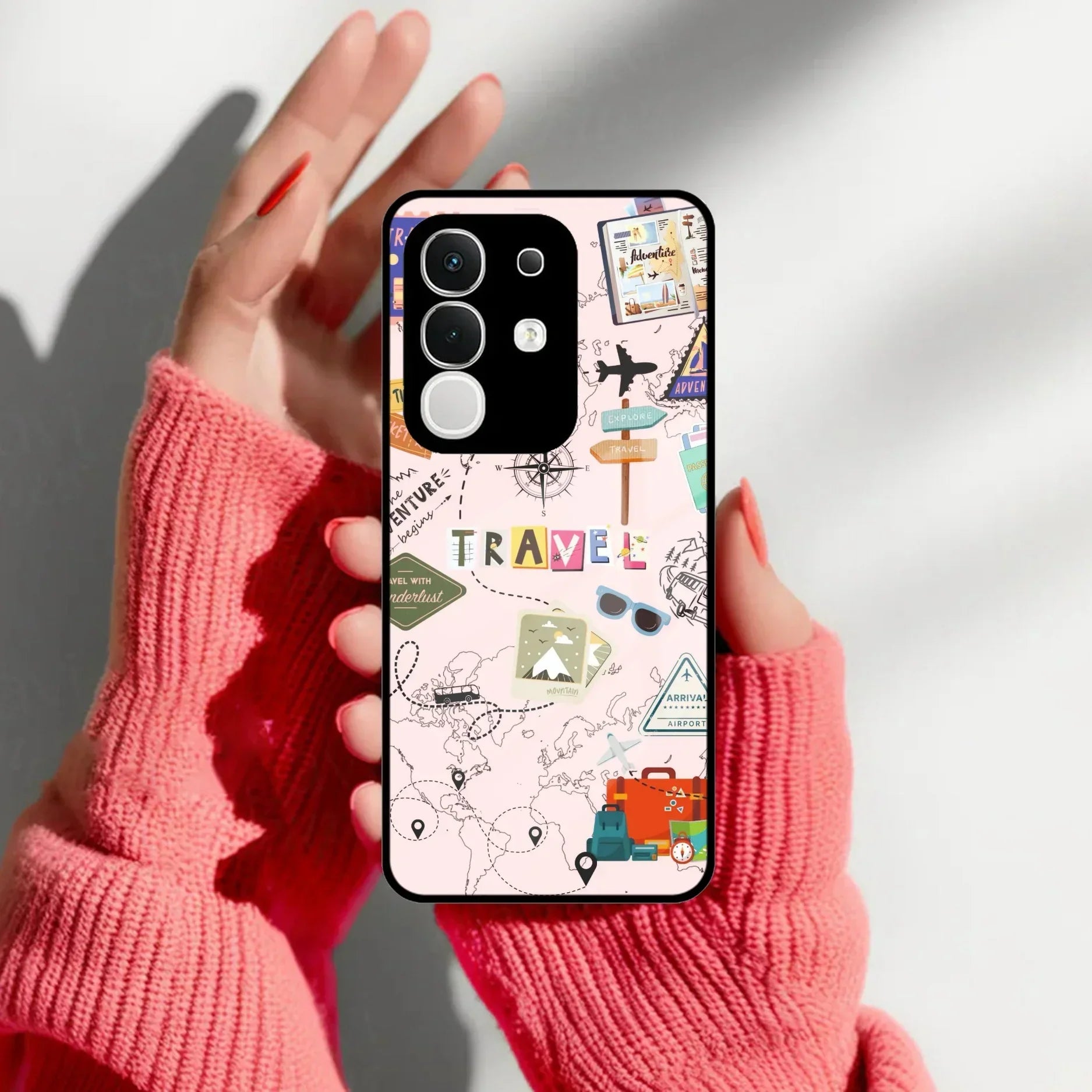 Travelogue Treasures Glass Case Cover For Vivo - ShopOnCliQ