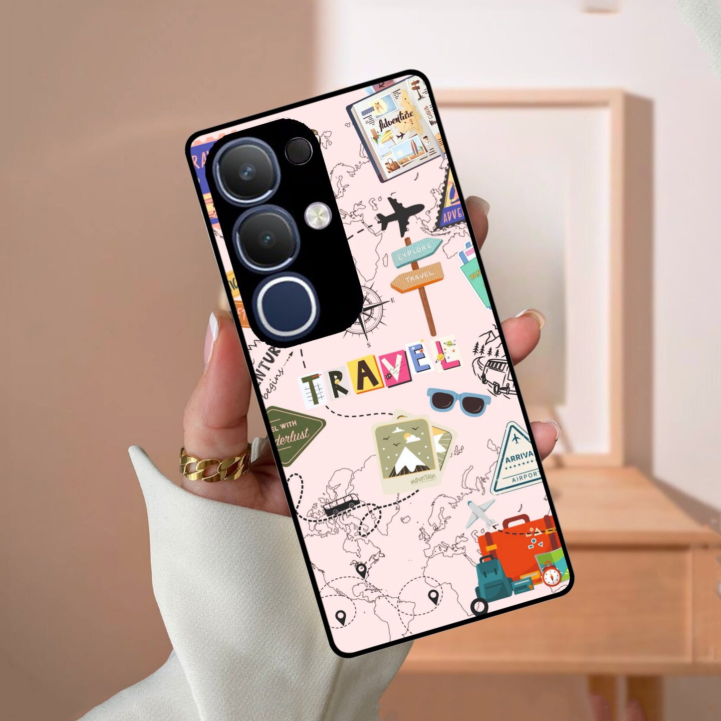 Travelogue Treasures Glass Case Cover For Vivo