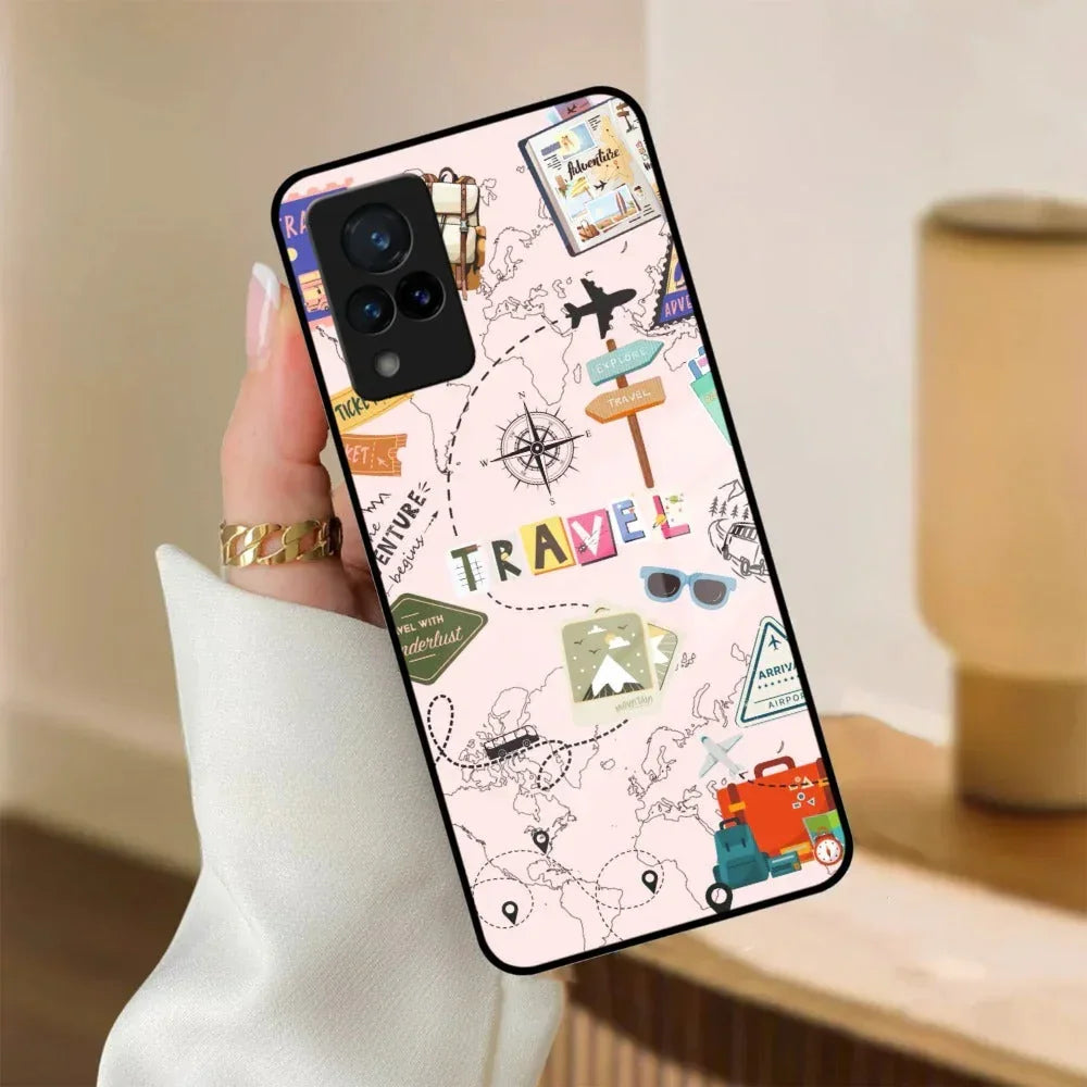 Travelogue Treasures Glass Case Cover For Vivo - ShopOnCliQ