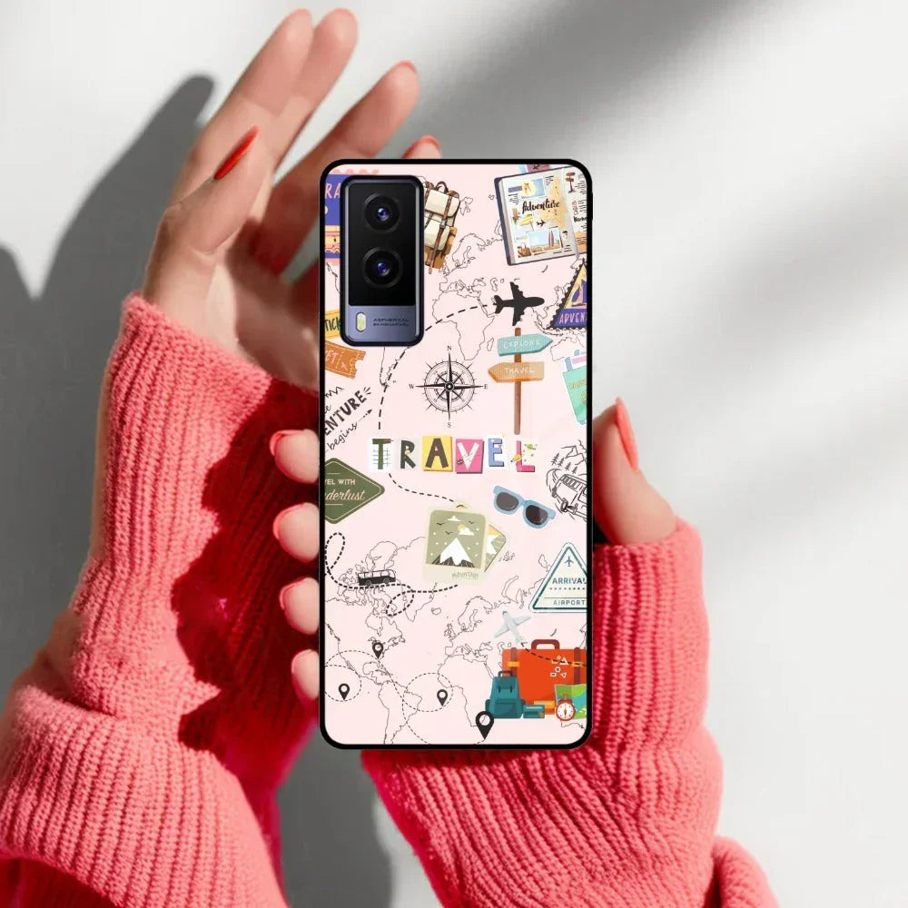 Travelogue Treasures Glass Case Cover For Vivo - ShopOnCliQ