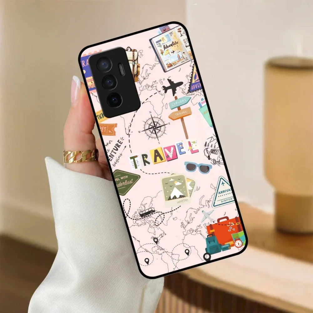Travelogue Treasures Glass Case Cover For Vivo - ShopOnCliQ