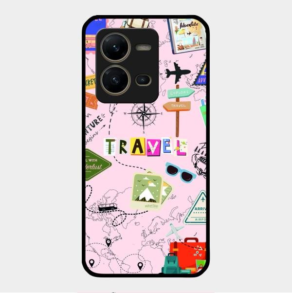 Travelogue Treasures Glass Case Cover For Vivo V25 5G