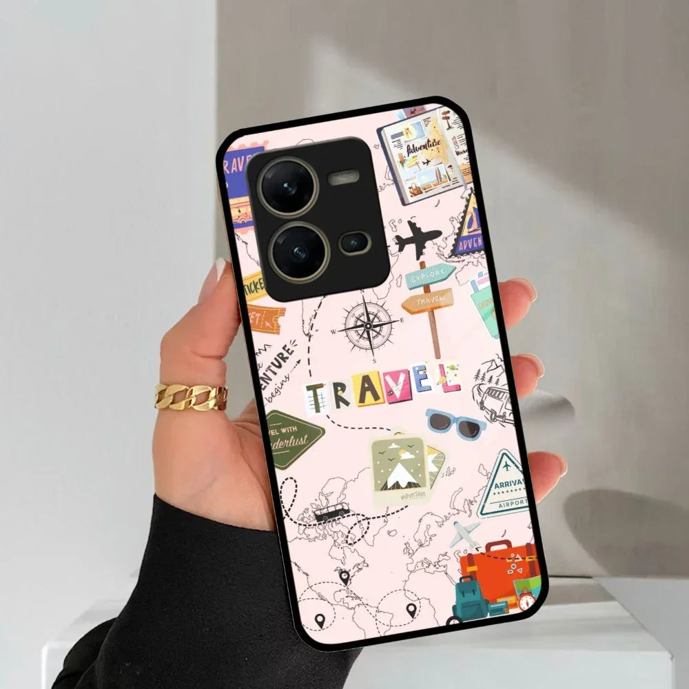Travelogue Treasures Glass Case Cover For Vivo - ShopOnCliQ