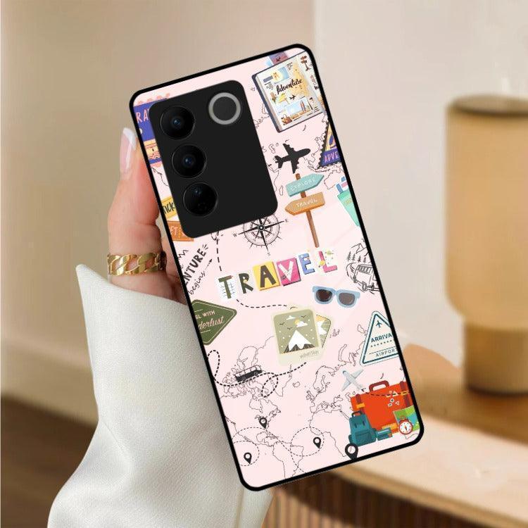 Travelogue Treasures Glass Case Cover For Vivo - ShopOnCliQ