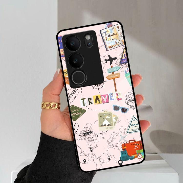 Travelogue Treasures Glass Case Cover For Vivo - ShopOnCliQ