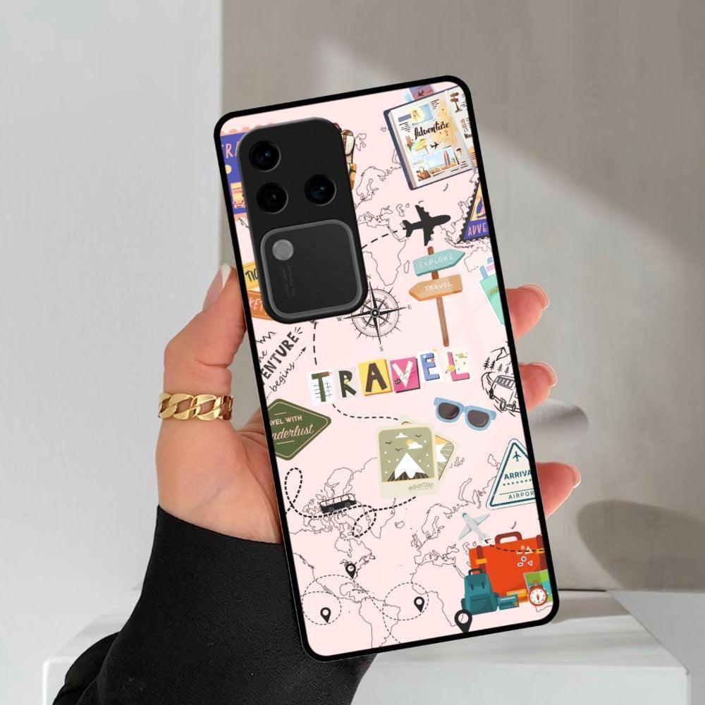 Travelogue Treasures Glass Case Cover For Vivo - ShopOnCliQ