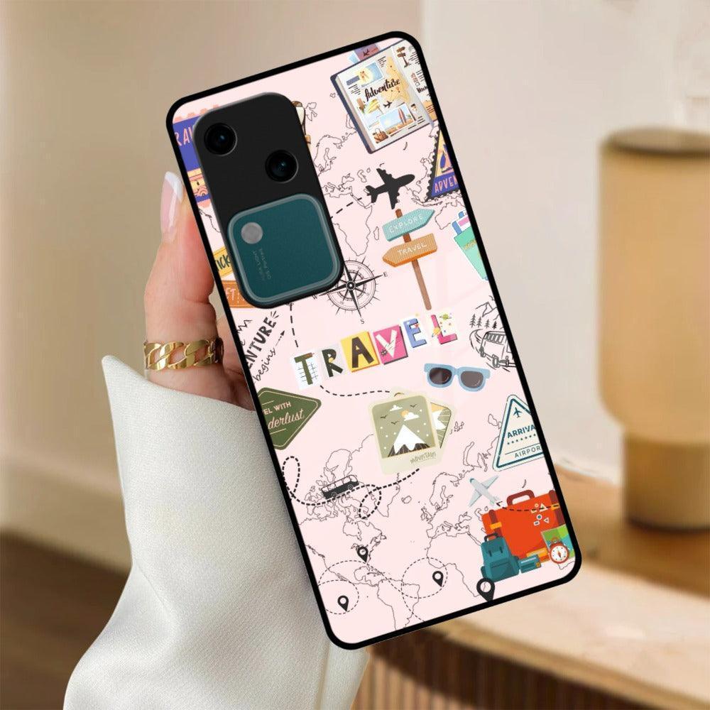 Travelogue Treasures Glass Case Cover For Vivo - ShopOnCliQ