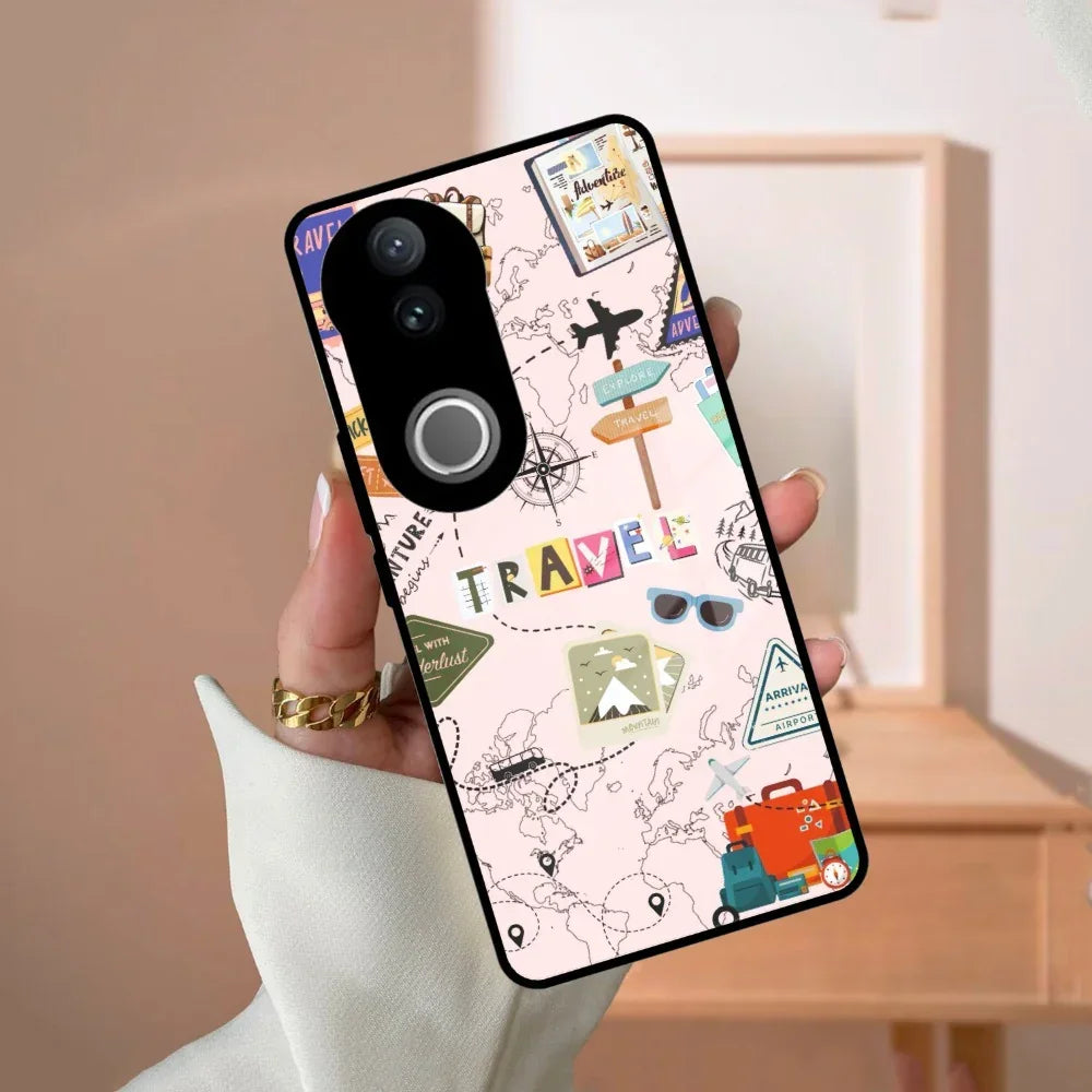 Travelogue Treasures Glass Case Cover For Vivo - ShopOnCliQ