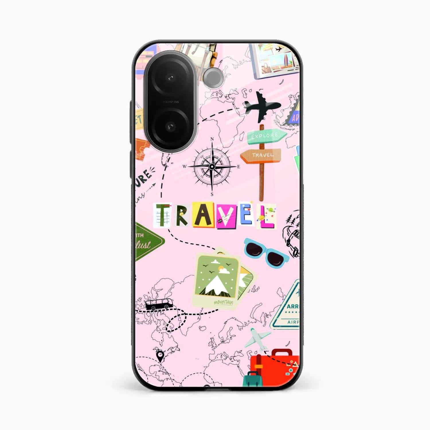 Travelogue Treasures Glass Case Cover For Vivo V60e 5G