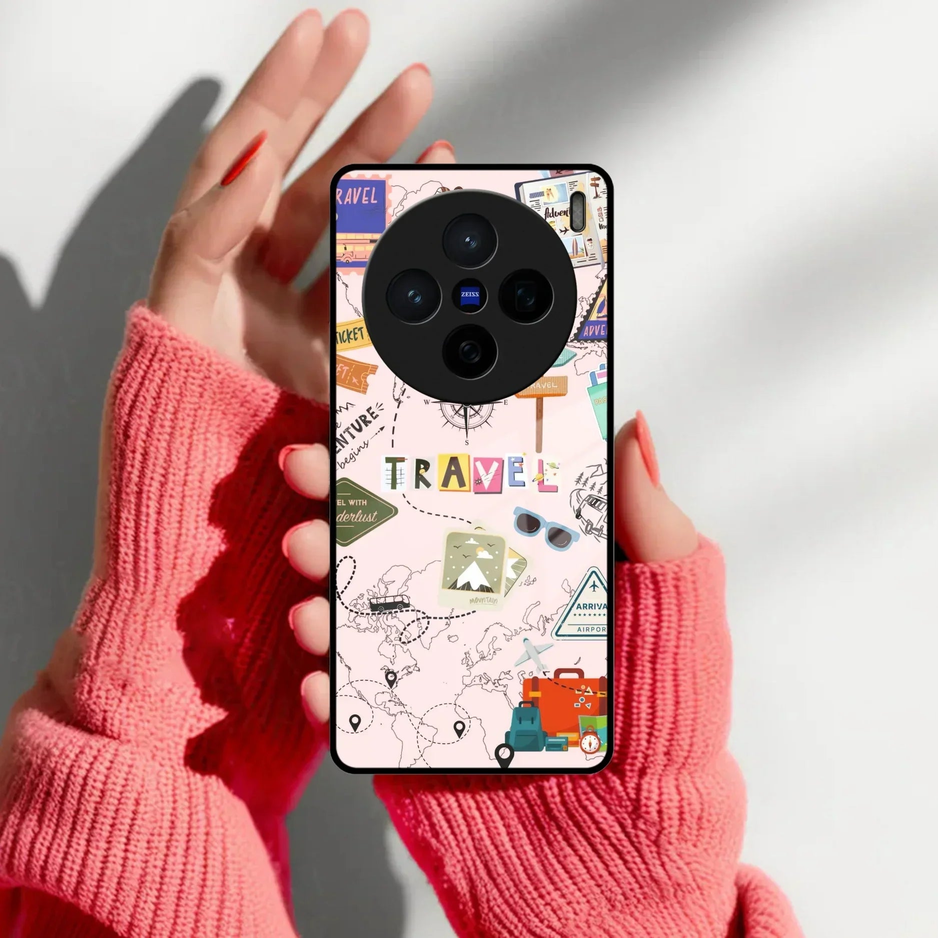 Travelogue Treasures Glass Case Cover For Vivo - ShopOnCliQ