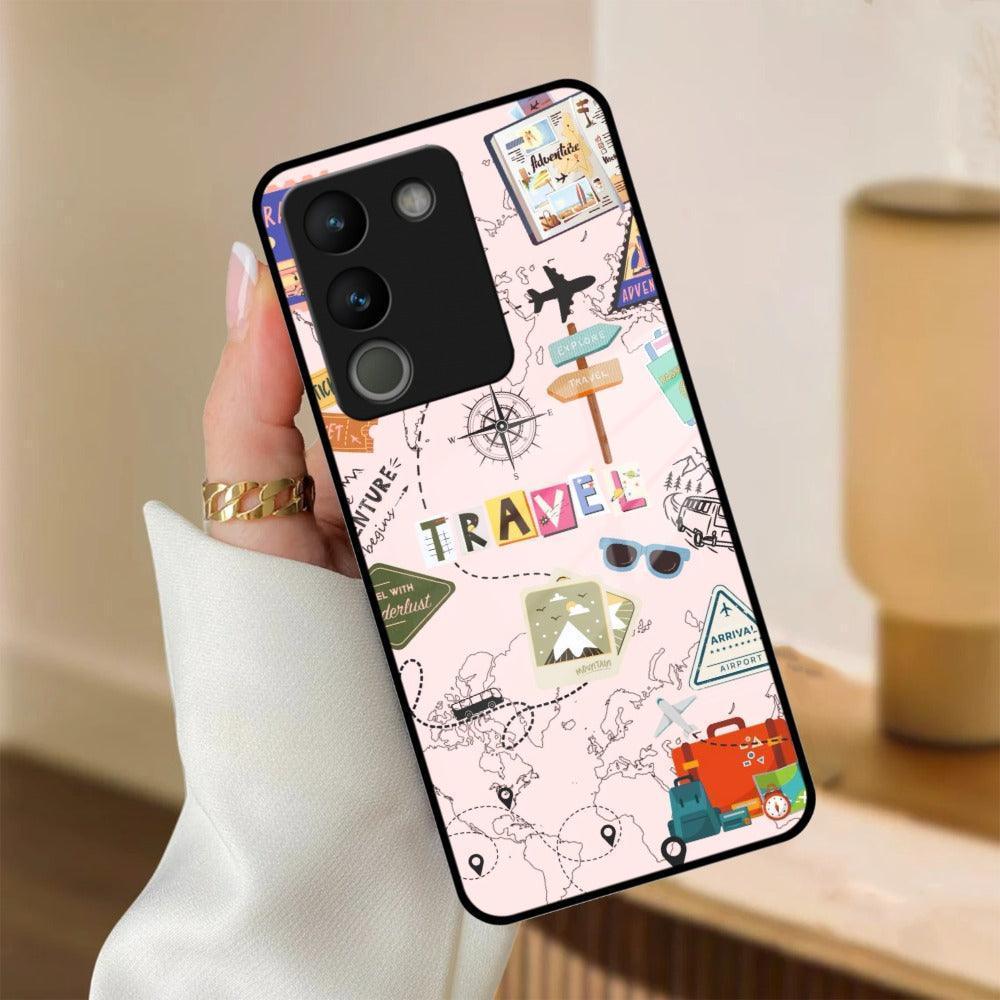 Travelogue Treasures Glass Case Cover For Vivo - ShopOnCliQ