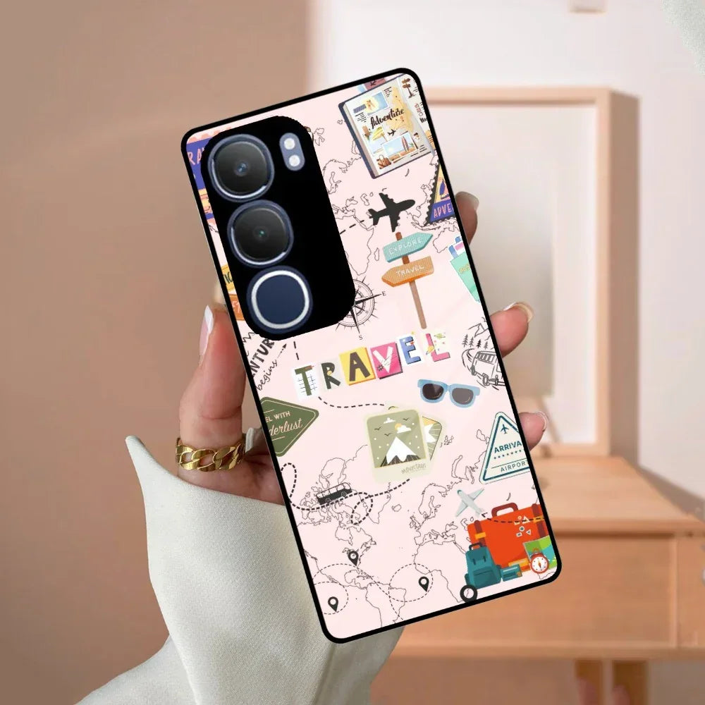 Travelogue Treasures Glass Case Cover For Vivo - ShopOnCliQ