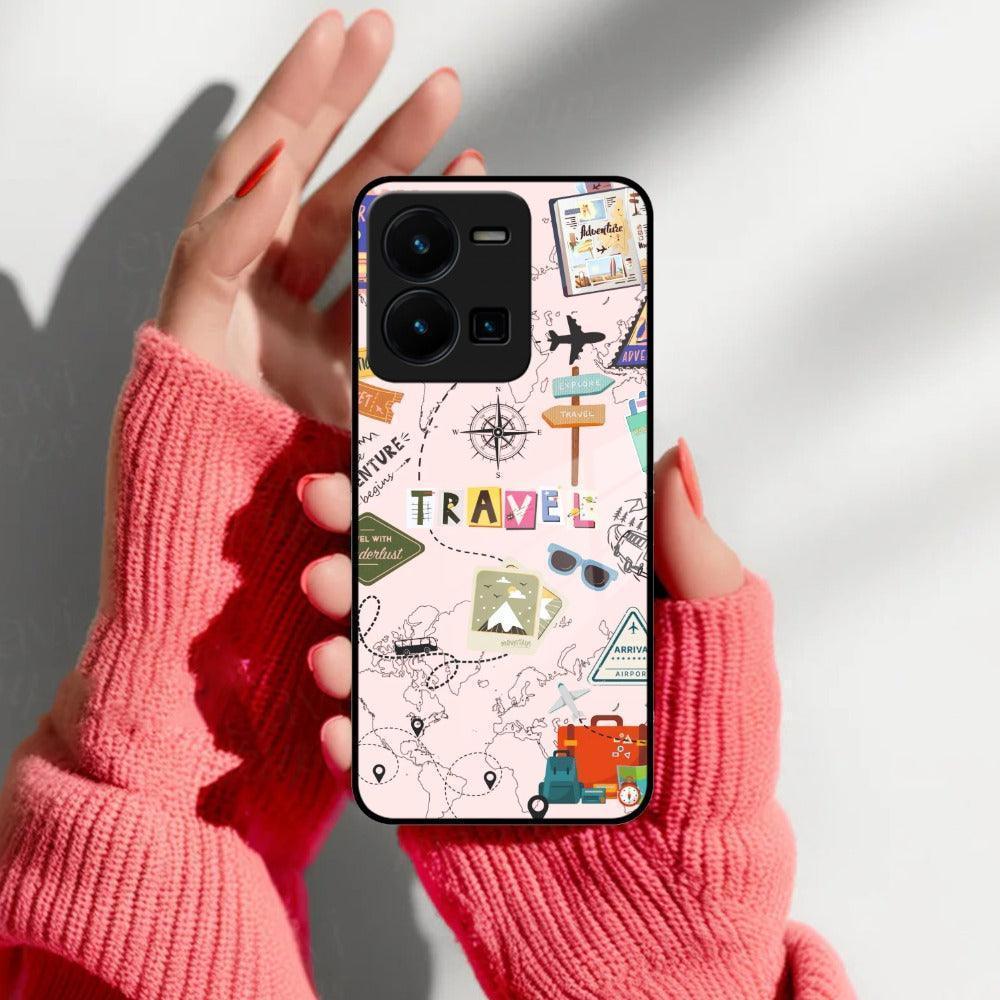 Travelogue Treasures Glass Case Cover For Vivo - ShopOnCliQ