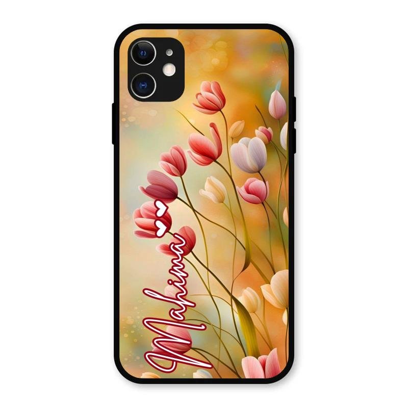 Tulip Floral Glass Case Cover For iPhone 11