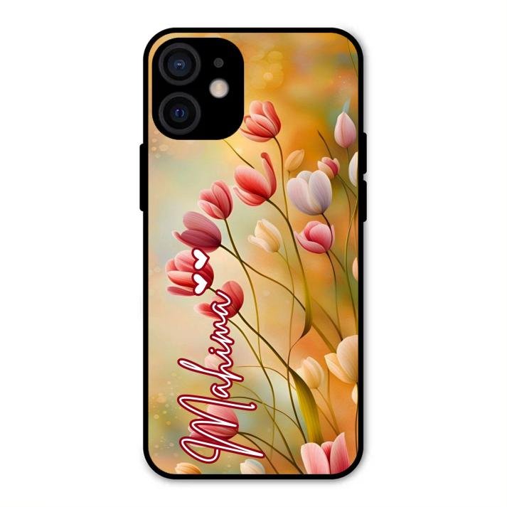 Tulip Floral Glass Case Cover For iPhone 12 mini