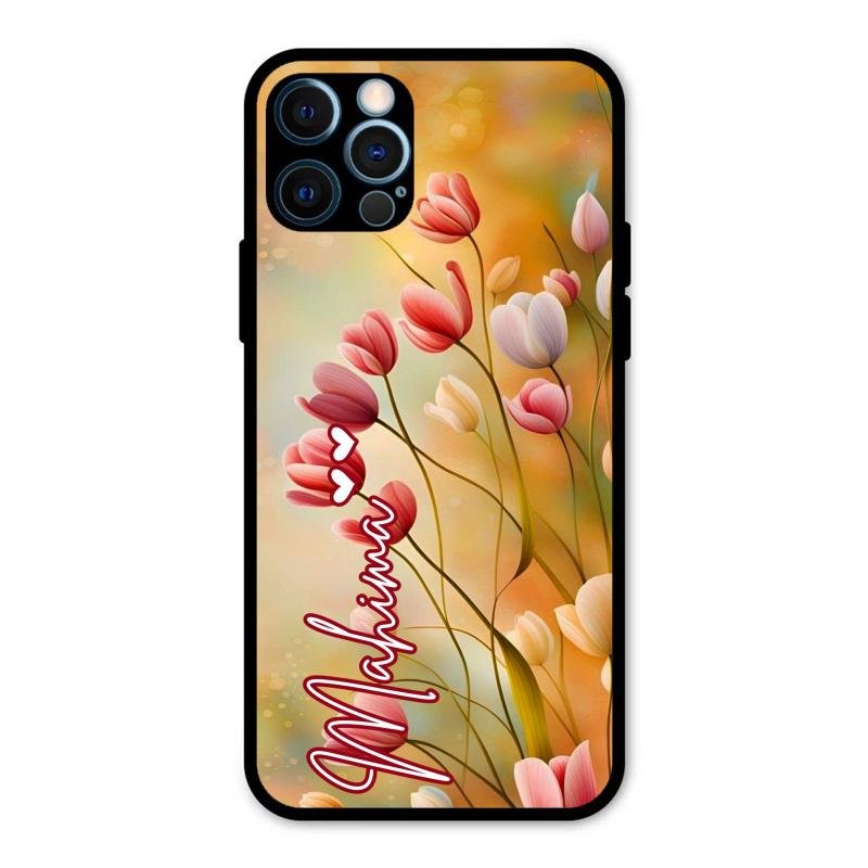 Tulip Floral Glass Case Cover For iPhone 12 Pro Max