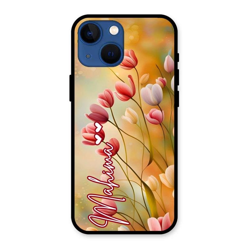 Tulip Floral Glass Case Cover For iPhone 13 mini
