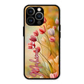 Tulip Floral Glass Case Cover For iPhone 13 Pro