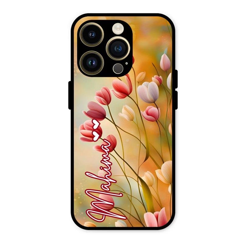 Tulip Floral Glass Case Cover For iPhone 14 Pro