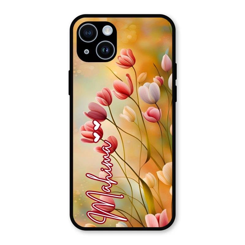 Tulip Floral Glass Case Cover For iPhone 14