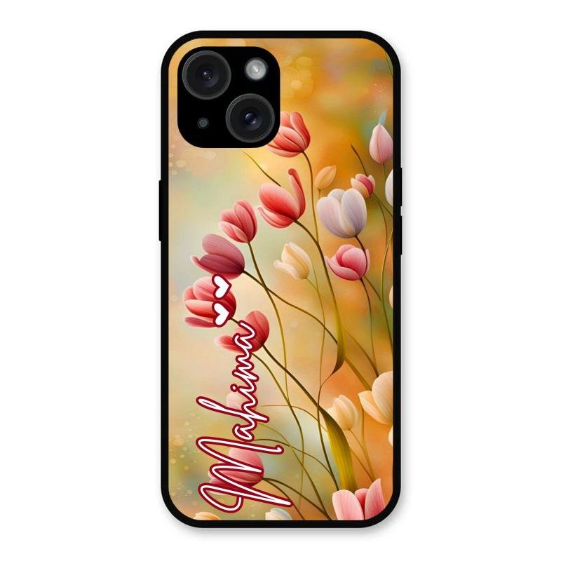 Tulip Floral Glass Case Cover For iPhone 15 Plus