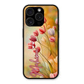 Tulip Floral Glass Case Cover For iPhone 15 Pro