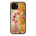 Tulip Floral Glass Case Cover For iPhone 15