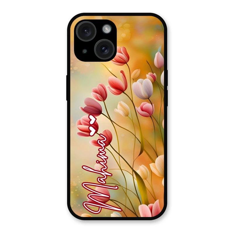 Tulip Floral Glass Case Cover For iPhone 15