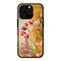 Tulip Floral Glass Case Cover For iPhone 16 Pro