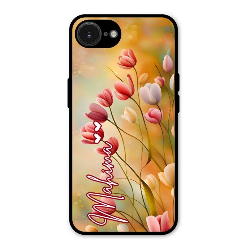Tulip Floral Glass Case Cover For iPhone 16e