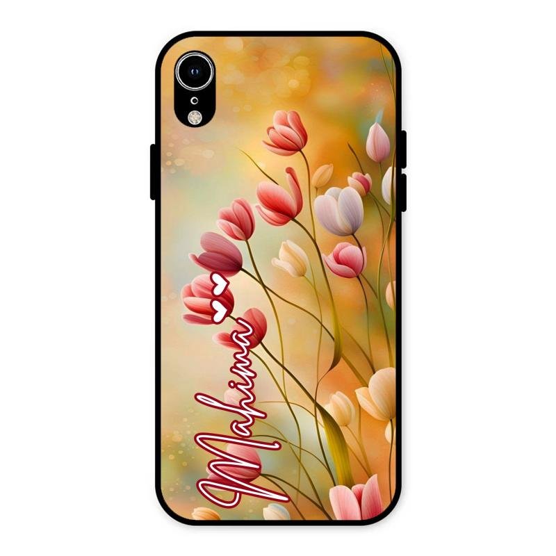 Tulip Floral Glass Case Cover For iPhone XR