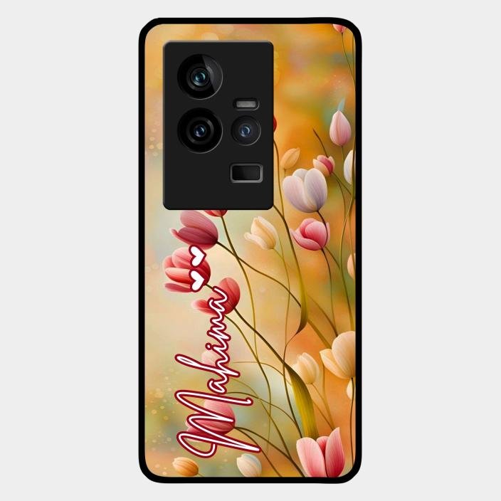 Tulip Floral Glass Case Cover For Iqoo 11 5G