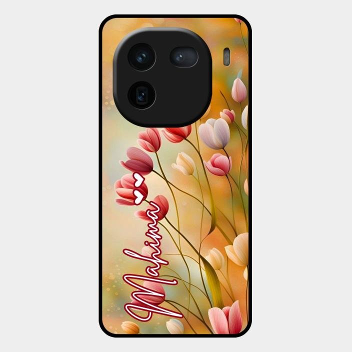 Tulip Floral Glass Case Cover For Iqoo 12 5G