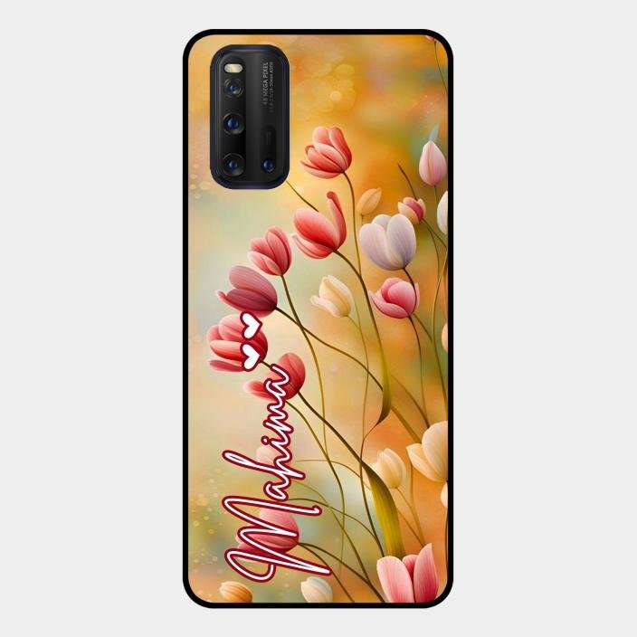 Tulip Floral Glass Case Cover For Iqoo 3 5G
