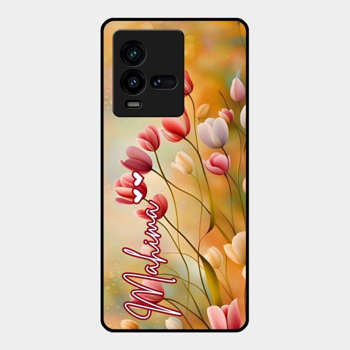Tulip Floral Glass Case Cover For Iqoo 9T 5G