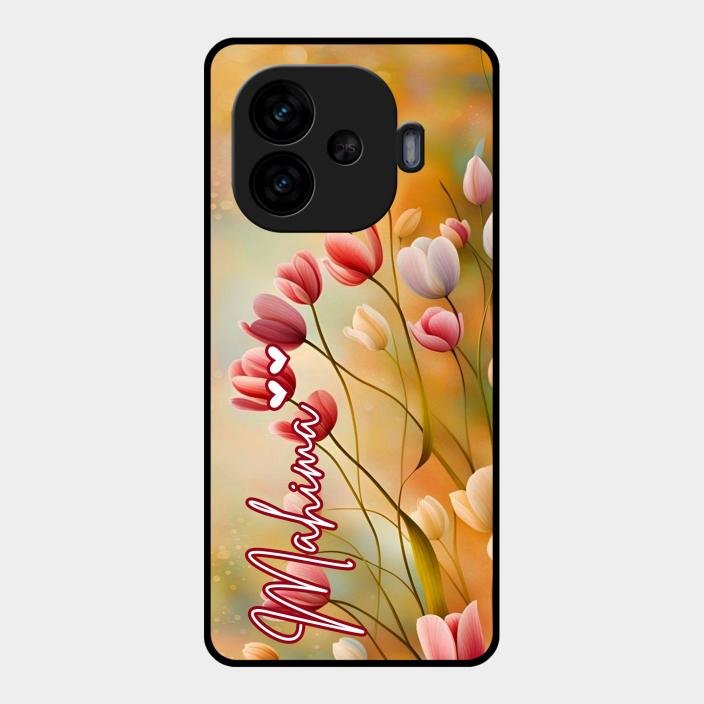 Tulip Floral Glass Case Cover For Iqoo Neo 10R 5G