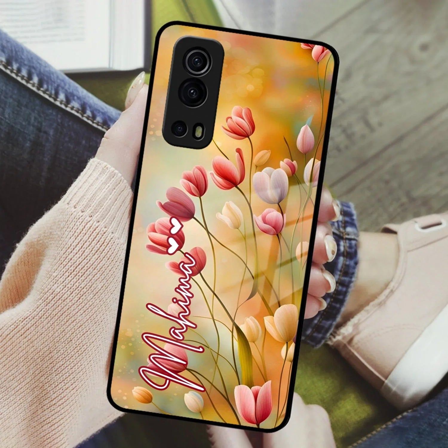 Tulip Floral Glass Case Cover For Vivo - ShopOnCliQ
