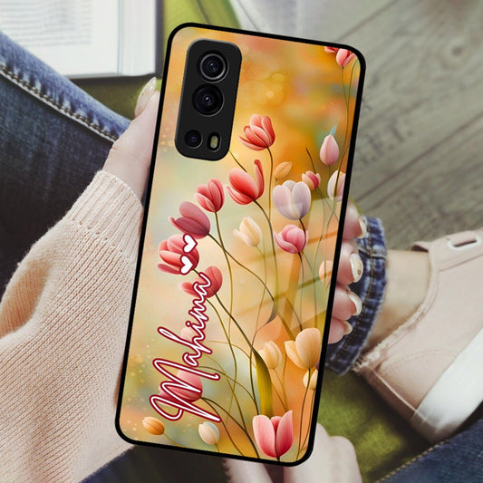 Tulip Floral Glass Case Cover For Vivo