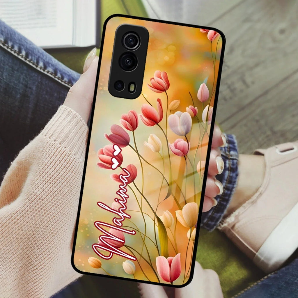 Tulip Floral Glass Case Cover For iQOO - ShopOnCliQ
