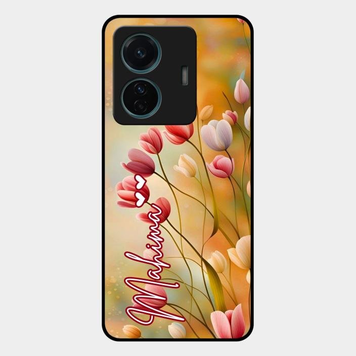 Tulip Floral Glass Case Cover For Iqoo Z6 Pro 5G