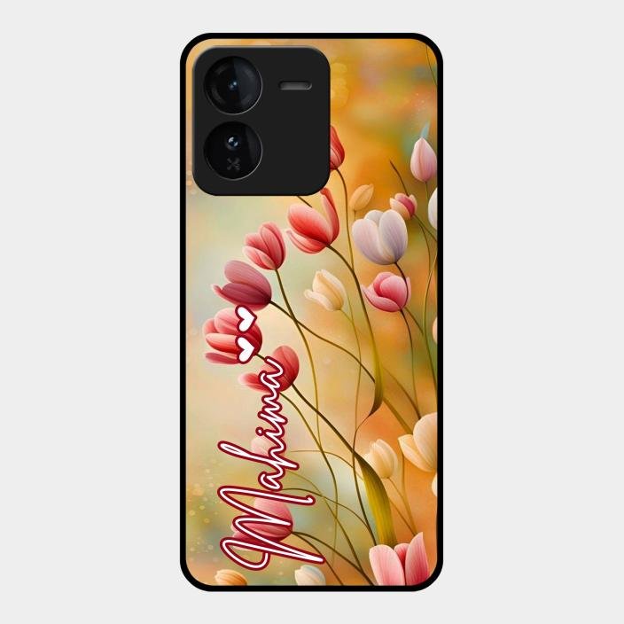 Tulip Floral Glass Case Cover For Iqoo Z9 5G