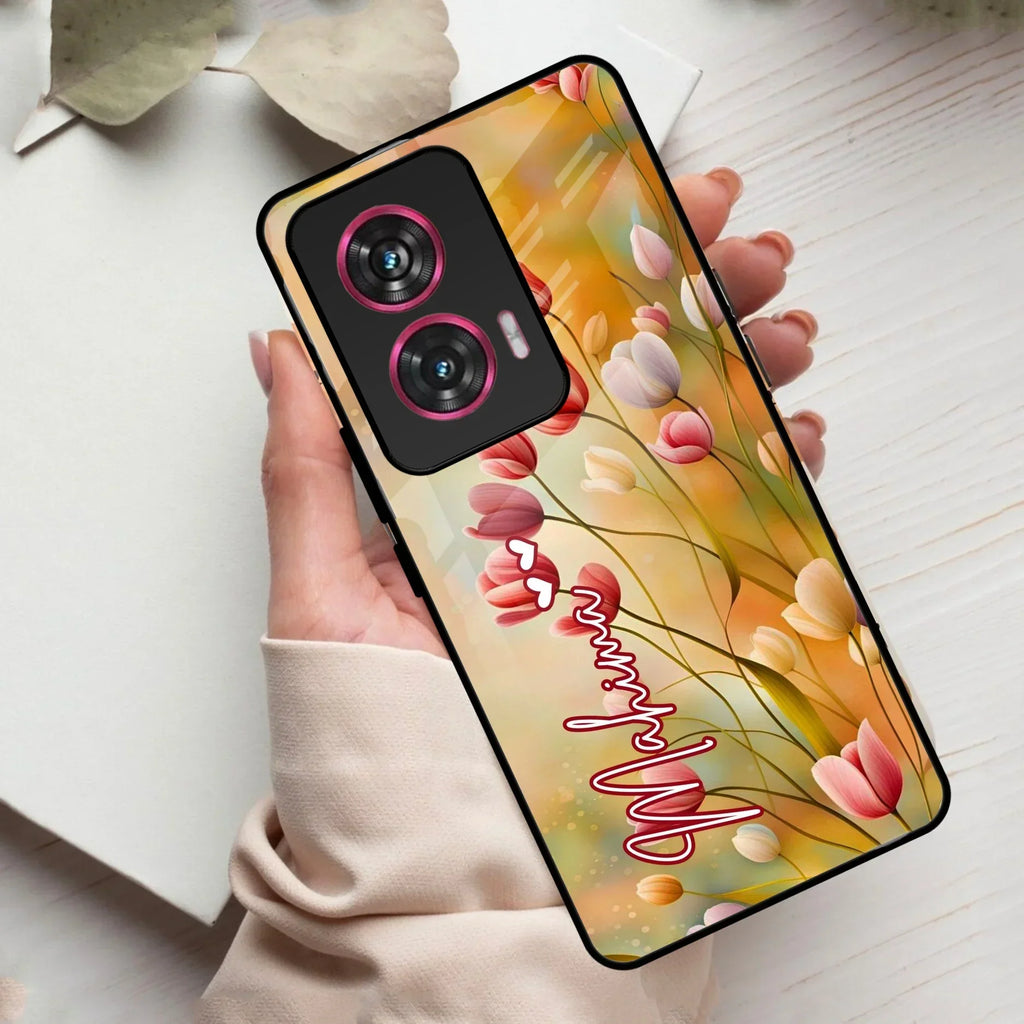 Tulip Floral Glass Case Cover For Motorola - ShopOnCliQ