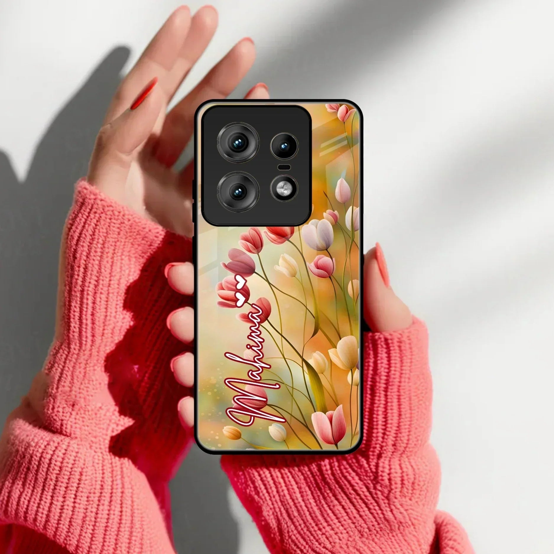 Tulip Floral Glass Case Cover For Motorola - ShopOnCliQ