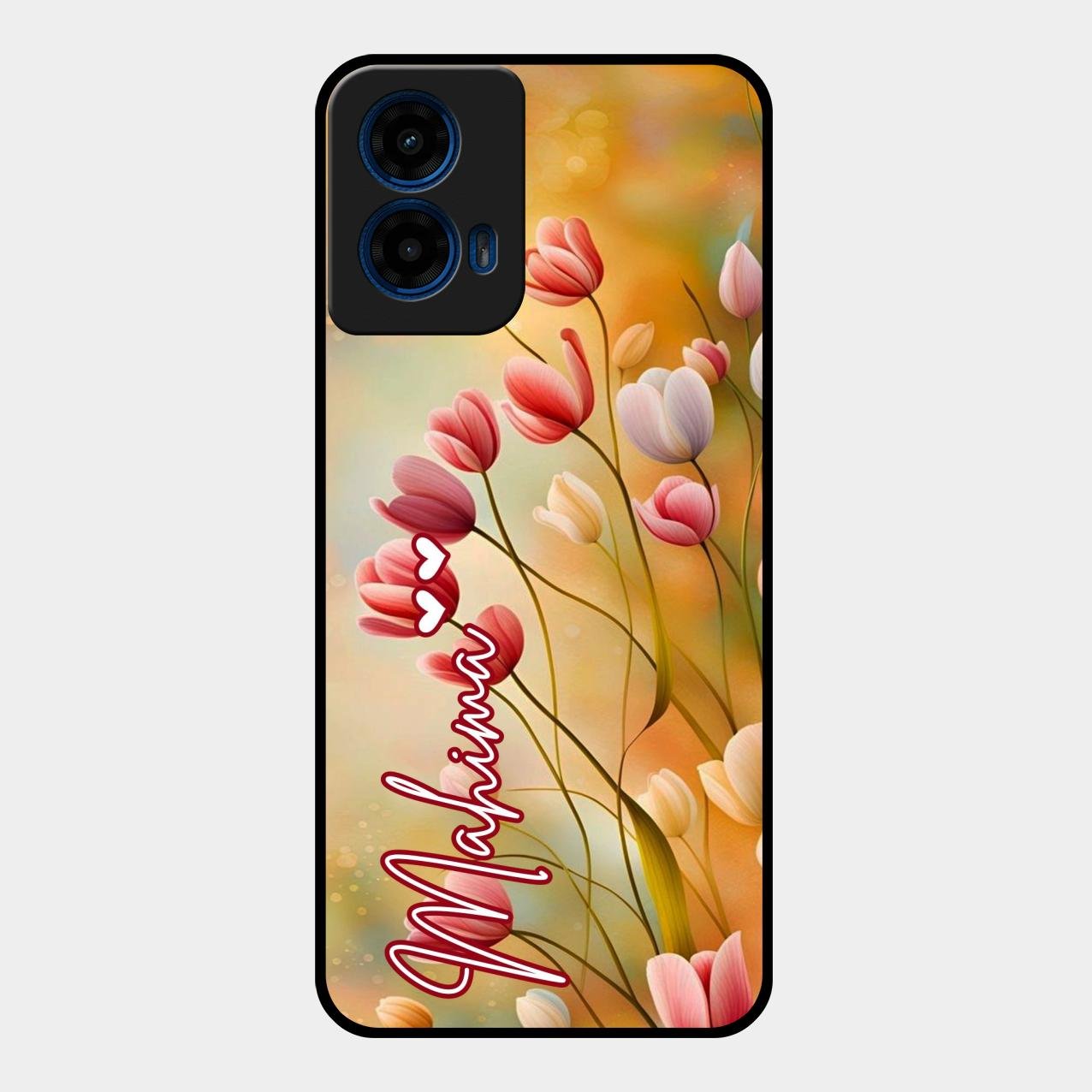 Tulip Floral Glass Case Cover For Motorola G45 5G
