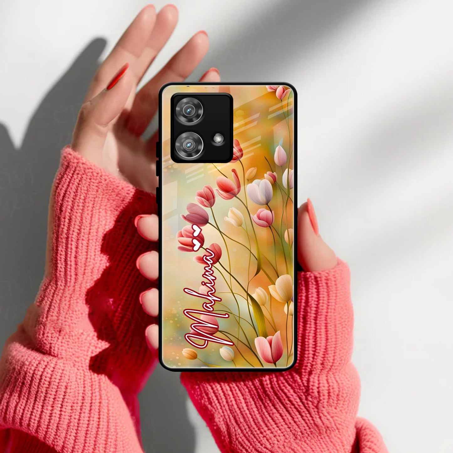 Tulip Floral Glass Case Cover For Motorola