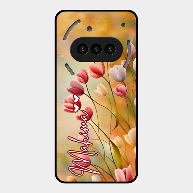 Tulip Floral Glass Case Cover For Nothing Phone 3A 5G